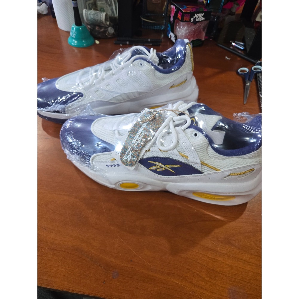 Reebok Solution Mid Basketball Shoes White Purple Yellow GW4377 Mens Size 11